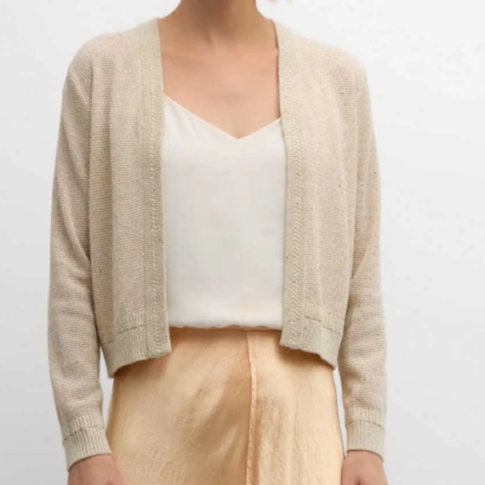🆕 ✨ KOBI HALPERIN Willa Sequin-Embellished Knit Sweater Cropped Cardigan